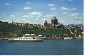 The ms Ryndam II passing Quebec  on the way to Montreal.