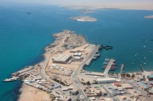 The tenders have to sail from the far left of the photo, around the NorthPpoint, all the way down to the small jety in the bottom of the photo . (Photo courtesy Stock Photo from the Internet)